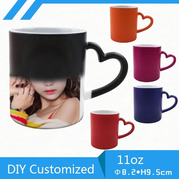 Sublimation Mug White - DIY パーソナライズされたマジックマグ 350 ミリリットル熱水転写カラーセラミックカップカスタマイズプリント写真ロゴテキスト画像クリエイティブギフト