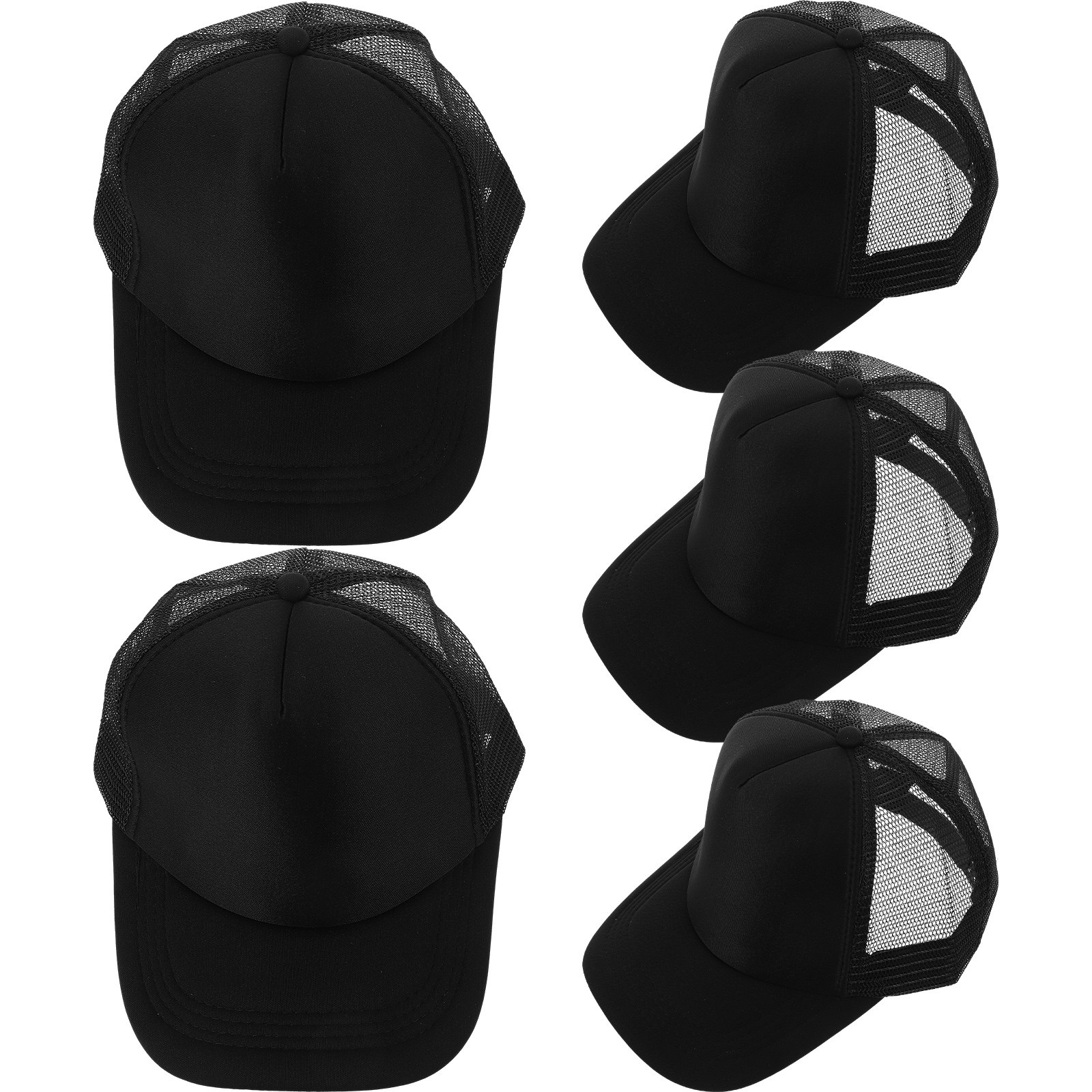 Hat Sublimation Blank - 5個入り メッシュ素材の野球帽。ランニング用、アウトドア用。無地のキャップで、昇華転写プリントに適しており、軽量。