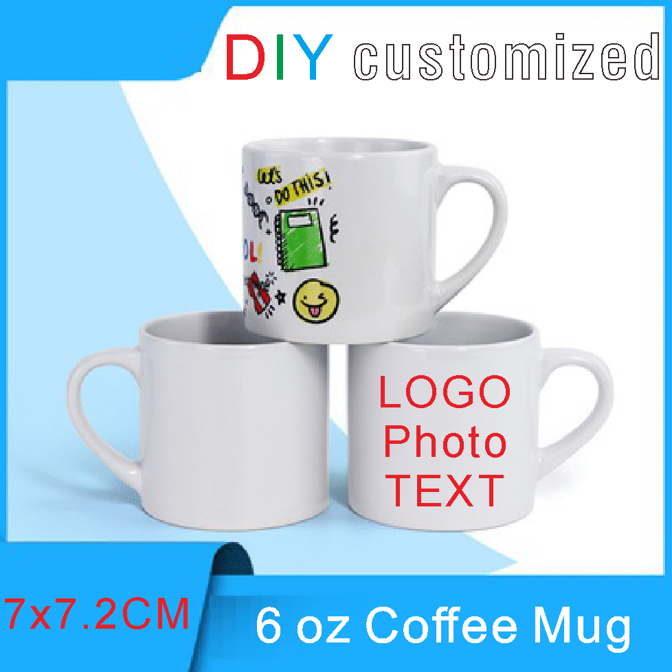 小さなセラミックコーヒーマグ、DIYロゴの写真とテキスト、カ - Sublimation Mug White のレビューと価格